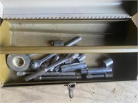 Metal tool boxs w tools (sockets, hammer, ect)