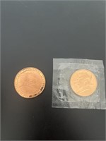2 JFK vintage coins Lunar landing