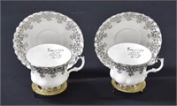 2 Royal Albert 25th Anniversay Tea Cups & Saucers