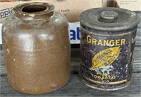 Tobacco Can and Stone Jar