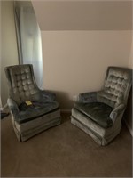Pair of 1970s diamond tuck chairs