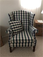 Vintage Craftmaster Flared Wing Back Plaid Chair