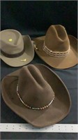 Cowboy hats, 2-Stetson, 1-6 3/4 and other unknown