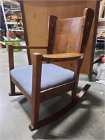 Antique Tiger Oak Mission Rocking Chair