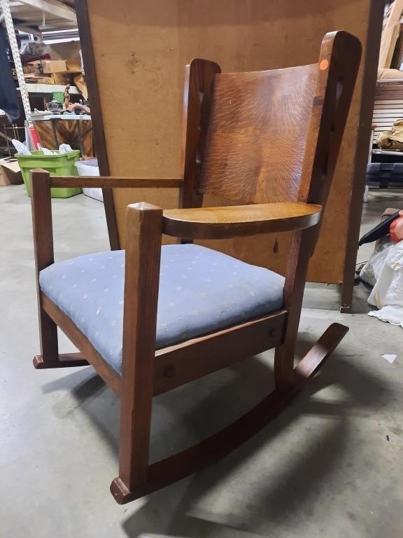 Antique Tiger Oak Mission Rocking Chair