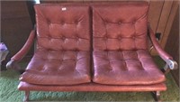 Red Faux Leather Loveseat 
 53.5” long