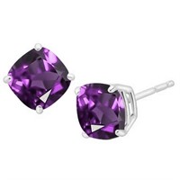 5MM Cushion Cut Amethyst 1.1CTW Stud Earrings in S