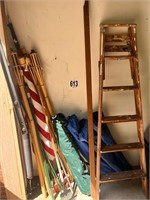 Tiki Torches, Chairs & Ladder(Garage)