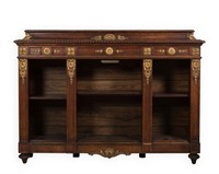 Three Section Carved Oak Bookcase