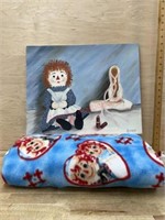 Raggedy Ann blanket & painted picture