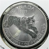 2017 Canada $5 Silver Bobcat 1 t oz.