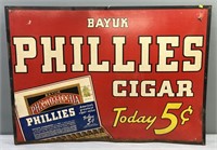 Bayuk Phillies Cigars Cardboard Sign Advertising