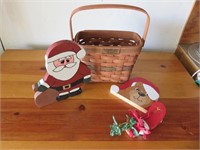 1989 Longaberger Holiday Memory Basket with Santa