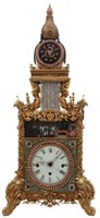 Rare Chinese Animated Triple Fusee Bracket Clock