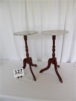 2 Marble Top Stands 12" dia. x 23" H