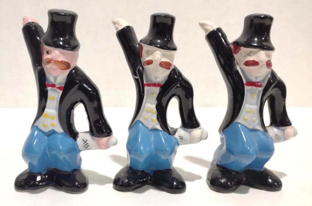 Japan Bisque Drunkard Salt/Pepper Shakers, 4"