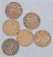 (6) 1910 Wheat Pennies. Note: (2) Poor and (4)