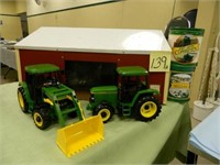Metal Toy Storage Shed, Plastic Tractors &