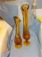 2 Fenton bud vases amber KITCHEN