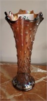 Northwood carnival glass vase 9 3/4 in tall