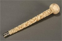 Chinese Qing Dynasty Ivory Parasol Handle, c.1900,