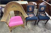 (2) Victorian Style Walnut Side Chairs, Vtg.