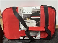 La Regalo Glass Casserole with Red Carry Bag