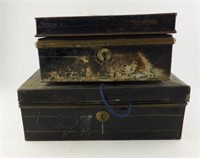 Two painted towle ware document boxes