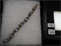 Sterling 8" moonstone bracelet with enameling and