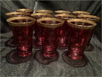 A Group of Eleven Cranberry Glass Tumblers