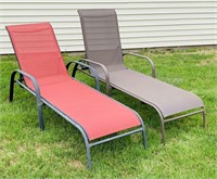 2 Full Body Adjustable Back Outdoor Chairs, Both