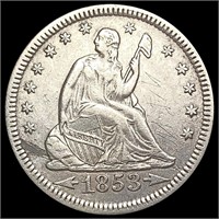 1853 Arrows & Rays Seated Liberty Quarter CLOSELY