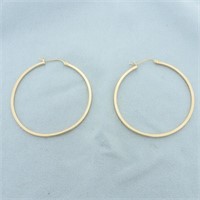 Large 2 Inch Square Edge Hoop Earrings in 14k Yell