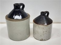 2 Brown and White Stoneware Jugs