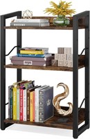3-Tier Wood Bookcase with Edge Protection Metal