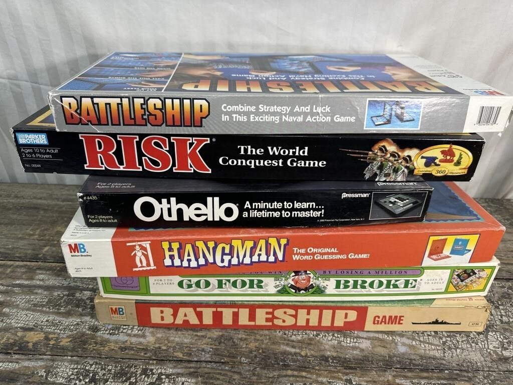 Lot of 6 board games -2  Battleship games, Risk,