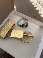 SILVER CLASS RING AND MONEY CLIP