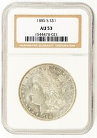 Coin 1885-S Morgan Silver Dollar -NGC-AU53