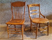 PAIR ANTIQUE WOOD CHAIRS