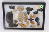 NATIVE AMERICAN ARTIFACTS W/ DISPLAY CASE 8 X 12