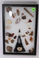 NATIVE AMERICAN ARTIFACTS W/ DISPLAY CASE 8 X 12