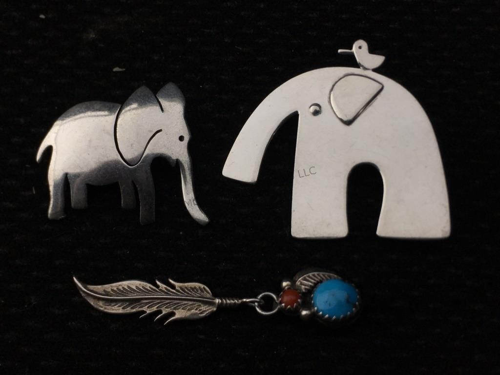 Sterling Indian Pendant and Brooches - small