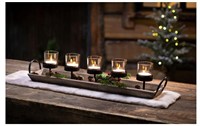 Westcharm Large 27.5in 5Pillar Glass Candle Holder