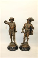 Pair of Antique Cavalier Figures metal w/ copper