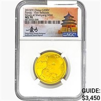 2019(Y) .529oz. Gold China Panda 200 Yuan NGC