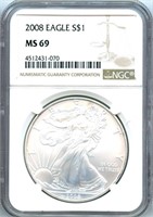 2008 Silver Eagle NGC MS-69