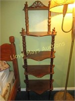 Vintage Carved Wood What-Not Curio Shelf