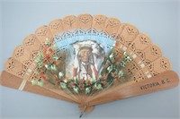 VICTORIA BC Indian Chief Wooden Folding Fan