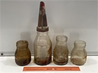 4 x Oil Bottles Inc. Embossed 1 Quart Castrol