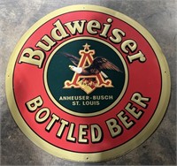 (DD) Budweiser Metal Beer Sign 20 inches round